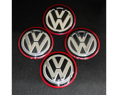 Наклейка для дисків Volkswagen Black Chrome Red 56 Міліметрів