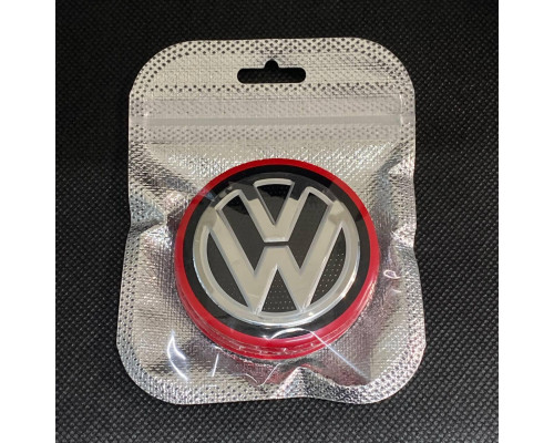 Наклейка для дисків Volkswagen Black Chrome Red 56 Міліметрів