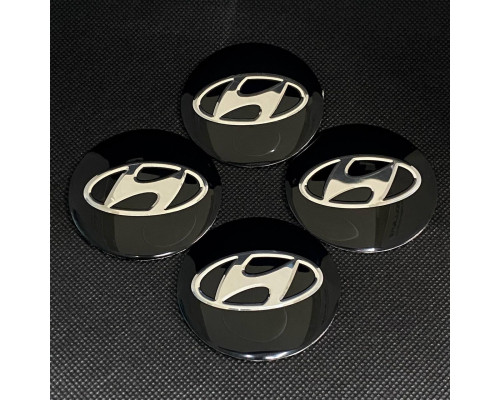 Наклейка для дисків Hyundai (New) black chrome 56мм