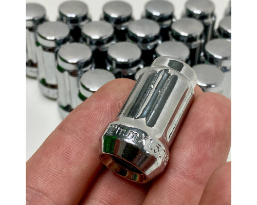 Колісна гайка M12x1,5 Конус під 6 променів  для вузьких отворів у дисках | Хром |