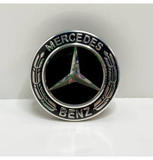 Ковпачки в заводські диски Mercedes-Benz | Чорний глянець + хром | Новий формат | Оригінальний розмір