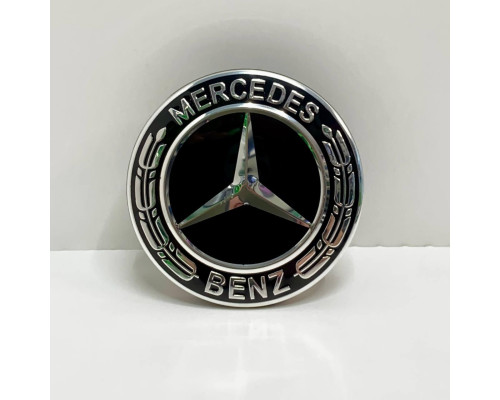 Ковпачки в заводські диски Mercedes-Benz | Чорний глянець + хром | Новий формат | Оригінальний розмір