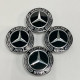 Ковпачки в заводські диски Mercedes-Benz | Чорний глянець + хром | Новий формат | Оригінальний розмір