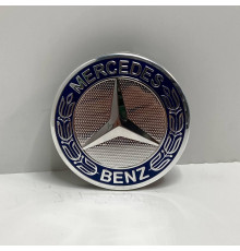 Ковпачки в заводські диски Mercedes-Benz | Темно-синій глянець + хром | Новий формат