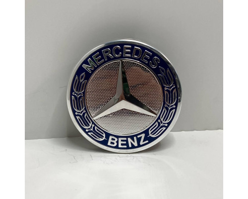 Ковпачки в заводські диски Mercedes-Benz | Темно-синій глянець + хром | Новий формат