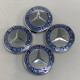 Ковпачки в заводські диски Mercedes-Benz | Темно-синій глянець + хром | Новий формат