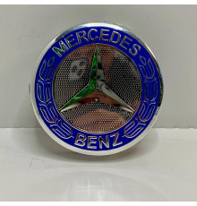 Ковпачки в заводські диски Mercedes-Benz | Синій глянець + хром | Новий формат