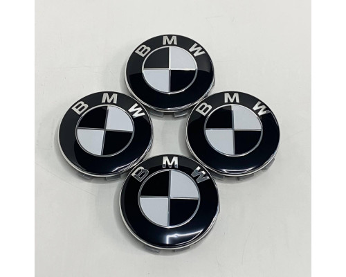 Ковпачки в заводські диски BMW Black White | Заглушки центр диска 68/65мм