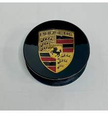 Ковпачок на диски Porsche | Чорний глянець | Золотий логотип | 76мм