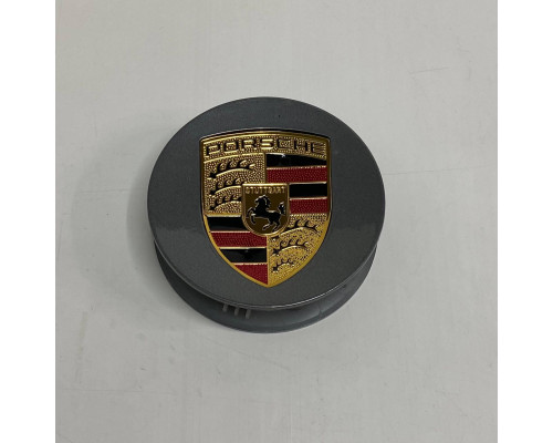 Ковпачок на диски Porsche | Графіт глянець | Золотий логотип | 76мм