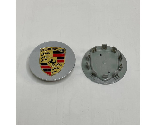 Ковпачок на диски Porsche | Сірий глянець | Золотий логотип | 76мм