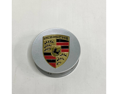 Ковпачок на диски Porsche | Сірий глянець | Золотий логотип | 76мм