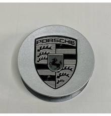 Ковпачок на диски Porsche | Сірий глянець | Срібне лого | 76мм