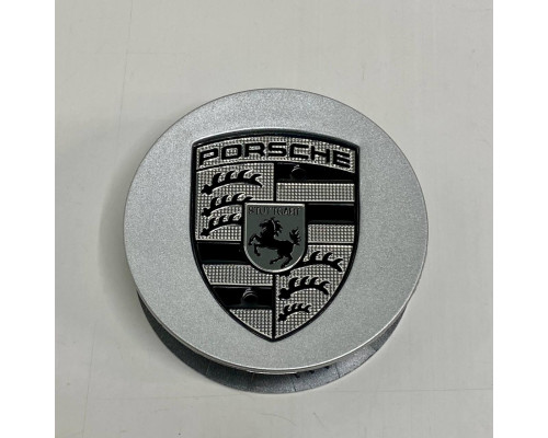 Ковпачок на диски Porsche | Сірий глянець | Срібне лого | 76мм