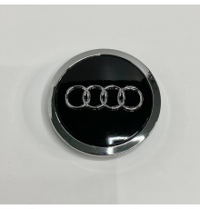 Ковпачок на диски Audi чорний глянець хром лого + хром кант 68мм