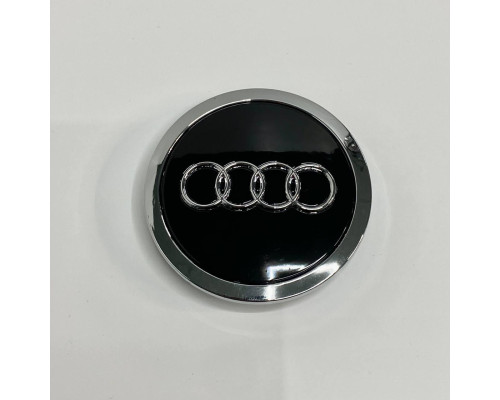 Ковпачок на диски Audi чорний глянець хром лого + хром кант 68мм