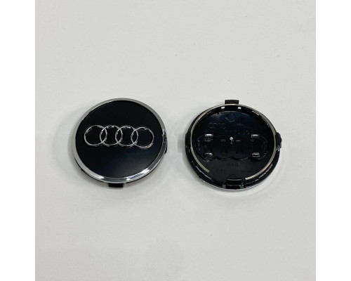 Ковпачок на диски Audi чорний сатин хром лого 62 мм