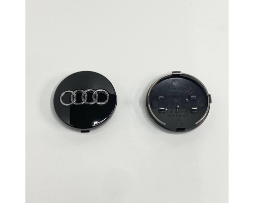 Ковпачок на диски Audi чорний глянець хром лого 62мм