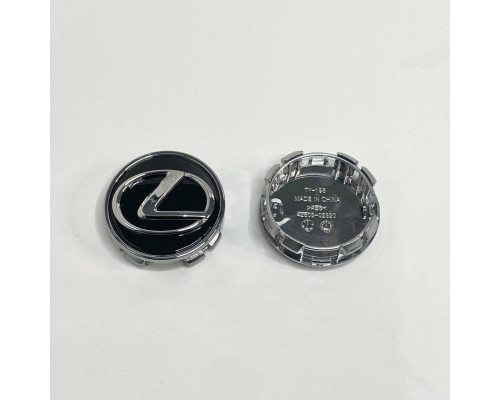 Ковпачок на диски Lexus | Чорний глянець + Хром кант | 62 мм