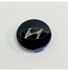 Ковпачок на заводські диски Hyundai під склом | Чорний | 55 / 59 мм