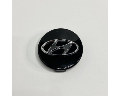 Ковпачок на заводські диски Hyundai | Чорний логотип хром | 58 / 60 мм