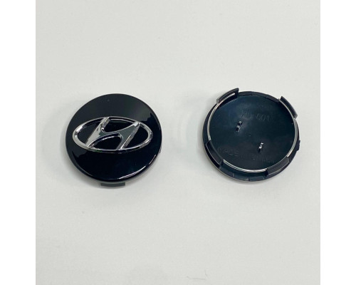 Ковпачок на заводські диски Hyundai | Чорний логотип хром | 58 / 60 мм