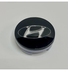 Ковпачок на заводські диски Hyundai під склом | Чорний логотип хром | 52 / 57 мм