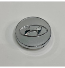 Ковпачок на заводські диски Hyundai | Срібло лого хром | 55 / 59 мм
