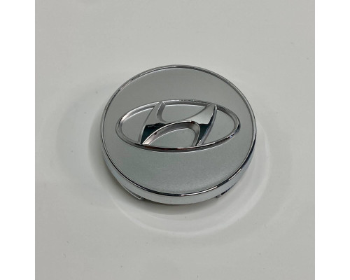 Ковпачок на заводські диски Hyundai | Срібло лого хром | 55 / 59 мм