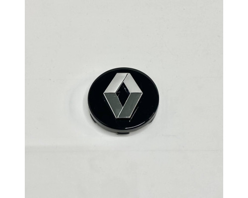 Ковпачок на заводські диски Renault | чорний / хром логотип | 57 / 60 мм
