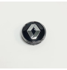 Ковпачок на заводські диски Renault | чорний / хром логотип + хром кант | 50 / 57 мм