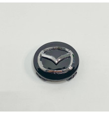 Ковпачок на заводські диски Mazda | чорний / хром логотип | 55 / 56 мм