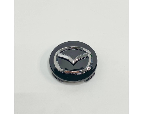 Ковпачок на заводські диски Mazda | чорний / хром логотип | 55 / 56 мм