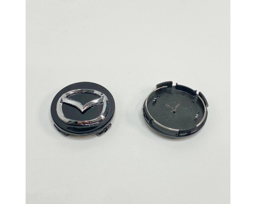 Ковпачок на заводські диски Mazda | чорний / хром логотип | 55 / 56 мм