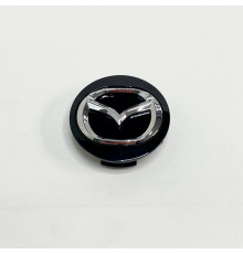 Ковпачок на заводські диски Mazda | чорний глянець / хром логотип | 50 / 57 мм