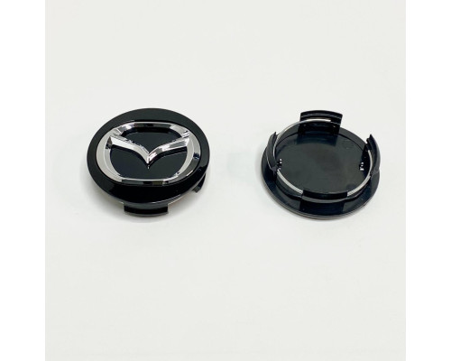 Ковпачок на заводські диски Mazda | чорний глянець / хром логотип | 50 / 57 мм