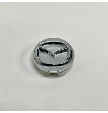 Ковпачок на заводські диски Mazda | сірий глянець / хром логотип | 45 / 52 мм