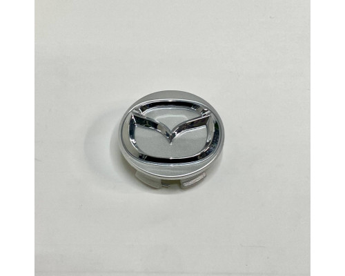 Ковпачок на заводські диски Mazda | сірий глянець / хром логотип | 45 / 52 мм