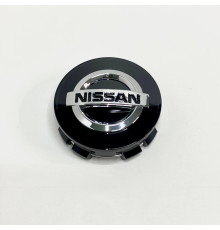Ковпачок Nissan на заводські диски | чорний глянець / хром логотип | 64 / 70 мм