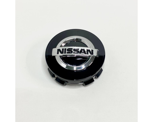 Ковпачок Nissan на заводські диски | чорний глянець / хром логотип | 64 / 70 мм