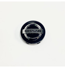 Ковпачок Nissan на заводські диски | чорний глянець / хром логотип | 50 / 54 мм