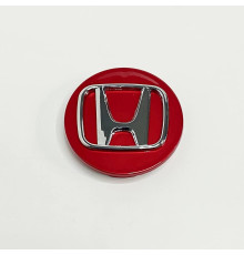 Ковпачок Honda на заводські диски | червоний глянець | хром лого | 70 / 64 мм