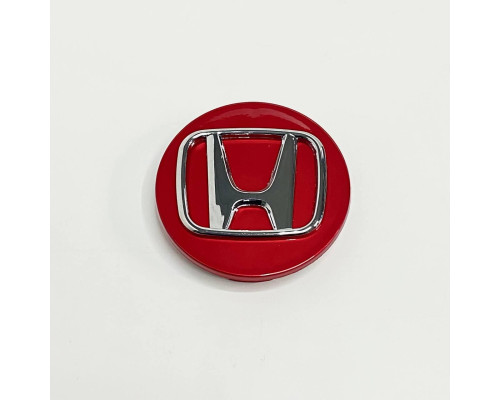 Ковпачок Honda на заводські диски | червоний глянець | хром лого | 70 / 64 мм