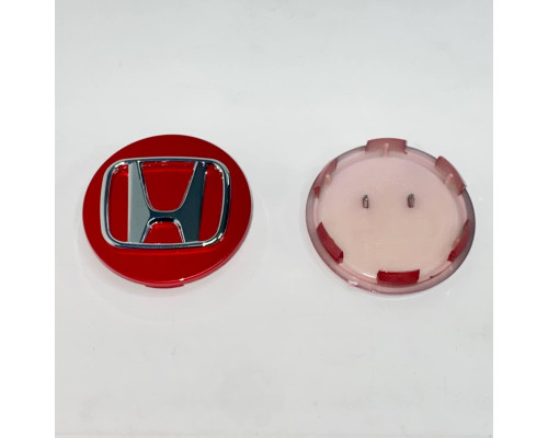 Ковпачок Honda на заводські диски | червоний глянець | хром лого | 70 / 64 мм