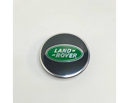 Ковпачок Land Rover на заводські диски | чорний глянець / зелене лого | 62 / 48