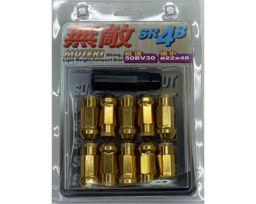 Гайка колісна MUTEKI SR48 M12x1.25 | Ключ 17 | Золотий | Конус